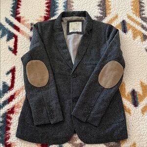 Boys Zara  Gray wool Blazer with Tan Elbow Patches Sz 9/10